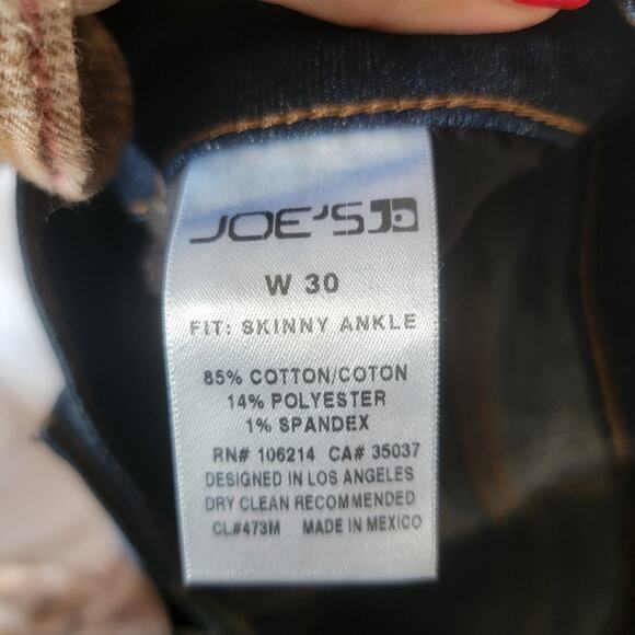 Joes Jeans Medium Wash Raw Step Hem Stretch Classic Ankle Skinny Jeans Size 30 - Picture 9 of 11